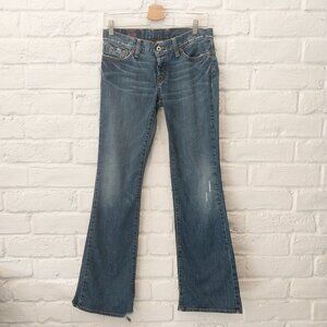 Vintage Lucky Brand Jeans Womens 2 / 26 Blue Boot Stretch Made in USA Button Fly